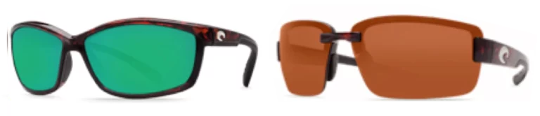 costa sunglasses green lens and brown lens
