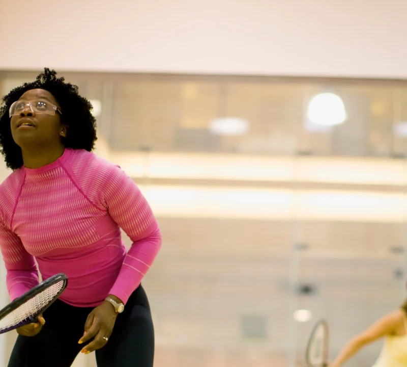 playing racquetball with protective eye wear