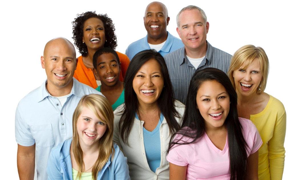 contact lenses for all, a group of multi-racial and gendered people